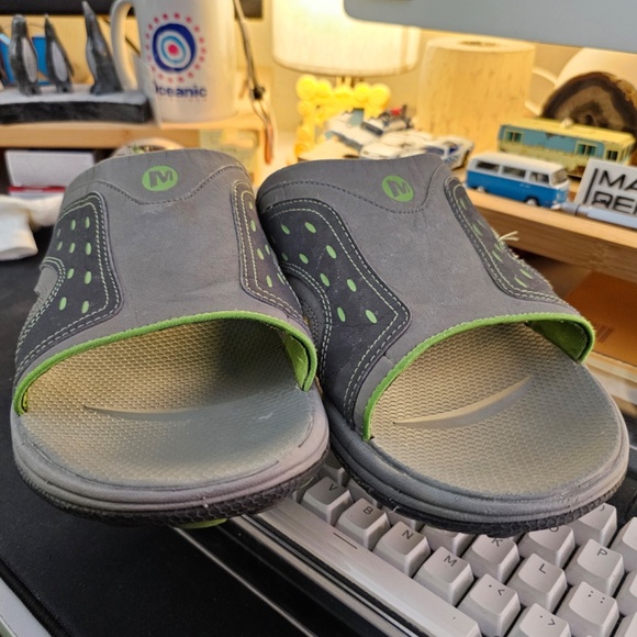 Merrill Men's rugged Castle Rock/Kiwi waterproof slide sandals, EUC, size 14 - Picture 14 of 16